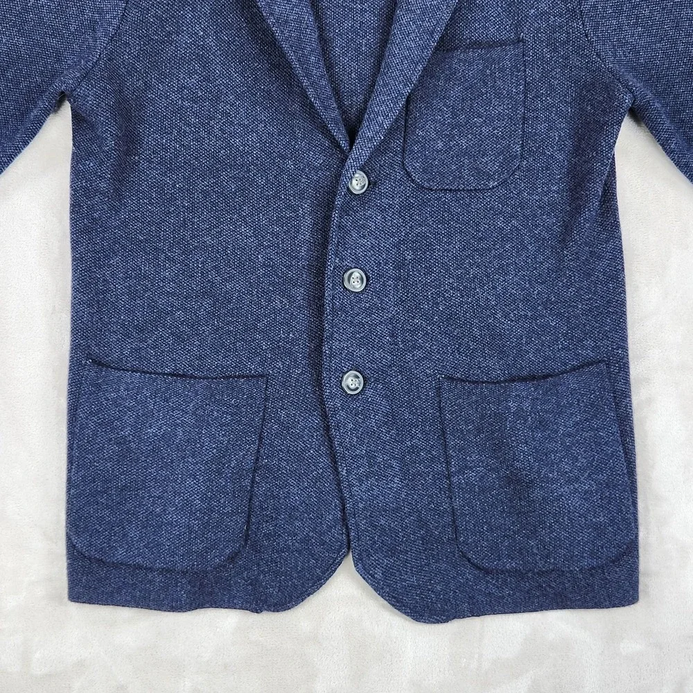 Porter & Ash Cardigan Mens Large Blue Lambswool Nylon Knit Casual